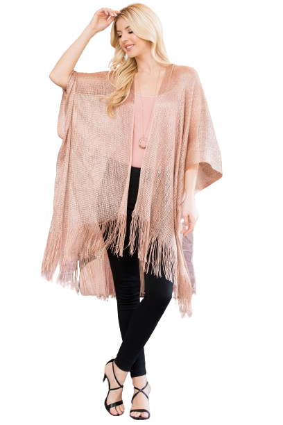 Rose Metallic Colored Tassel Beach Kimono - Pack of 6