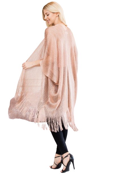 Rose Metallic Colored Tassel Beach Kimono - Pack of 6