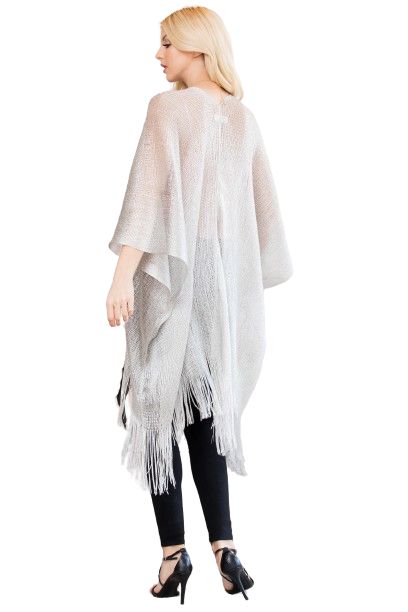 Silver Metallic Colored Tassel Beach Kimono - Pack of 6