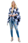 Plaid Open Front Fringe Kimono Black - Pack of 6