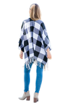 Plaid Open Front Fringe Kimono Black - Pack of 6