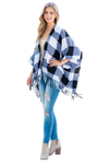 Plaid Open Front Fringe Kimono Black - Pack of 6