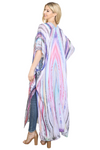 Grain Line Multicolor Print Open Front Long Kimono Blue - Pack of 6