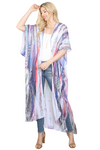 Grain Line Multicolor Print Open Front Long Kimono Blue - Pack of 6