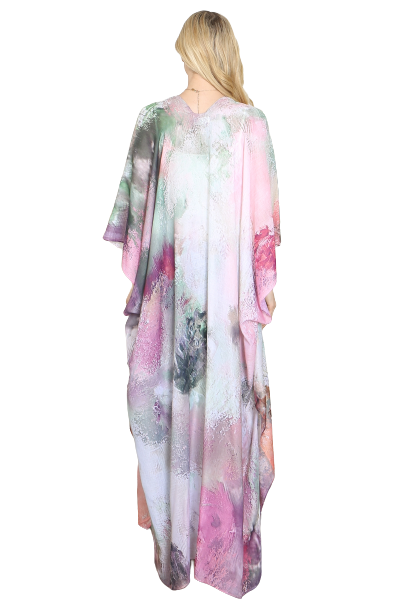 Tie Dye Abstract Print Long Kimono Pink - Pack of 6