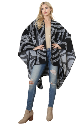 Women Pull Over Color-Blocked Poncho Beige - Pack of 6