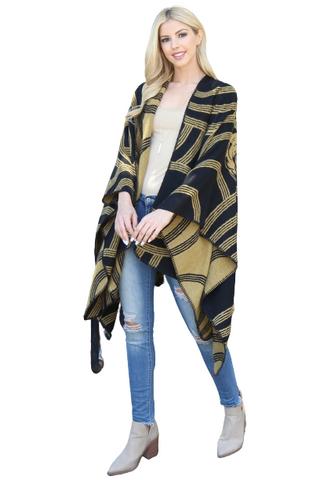 Women Pull Over Color-Blocked Poncho Beige - Pack of 6