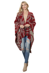 Open Front Draped Hem Cardigan Red - Pack of 6