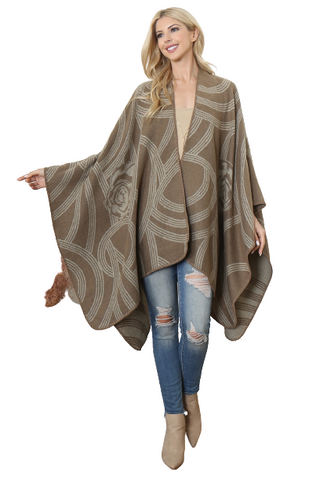 Women Pull Over Color-Blocked Poncho Beige - Pack of 6