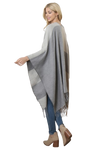 Stripes Print Fringe Open Front Kimono Gray - Pack of 6