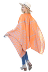 Animal Print Plaid Warmer Open Front Kimono Light Orange - Pack of 6