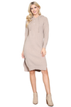 Hooded Long Sleeve Tunic Dress with Slit Light Brown - Pack of 6