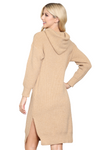 Hooded Long Sleeve Tunic Dress with Slit Light Brown - Pack of 6