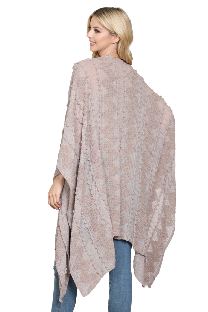 Zigzag Pompom Palmer Kimono Light Brown - Pack of 6