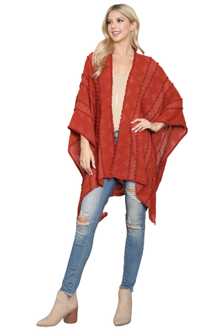 Open Front Draped Hem Cardigan Red - Pack of 6