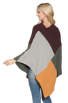 Knitted Geometric Square Multi Color Poncho Black Orange - Pack of 6