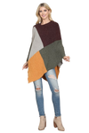 Knitted Geometric Square Multi Color Poncho Black Orange - Pack of 6