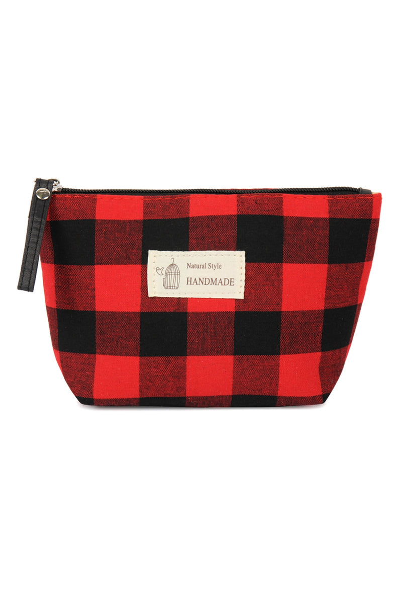 Red Plaid Zipper Cosmetic Bag - Pack of 6