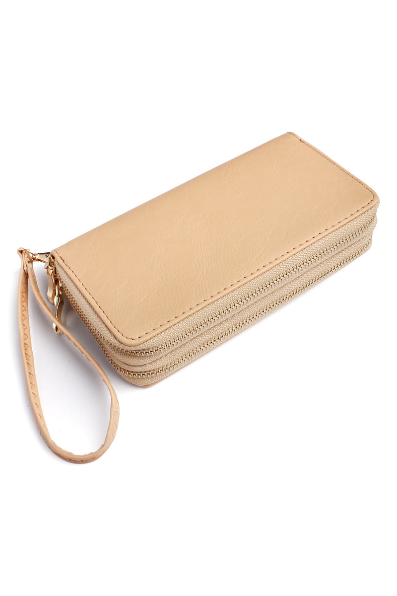 Natural Double Zipper Wallet - Pack of 6
