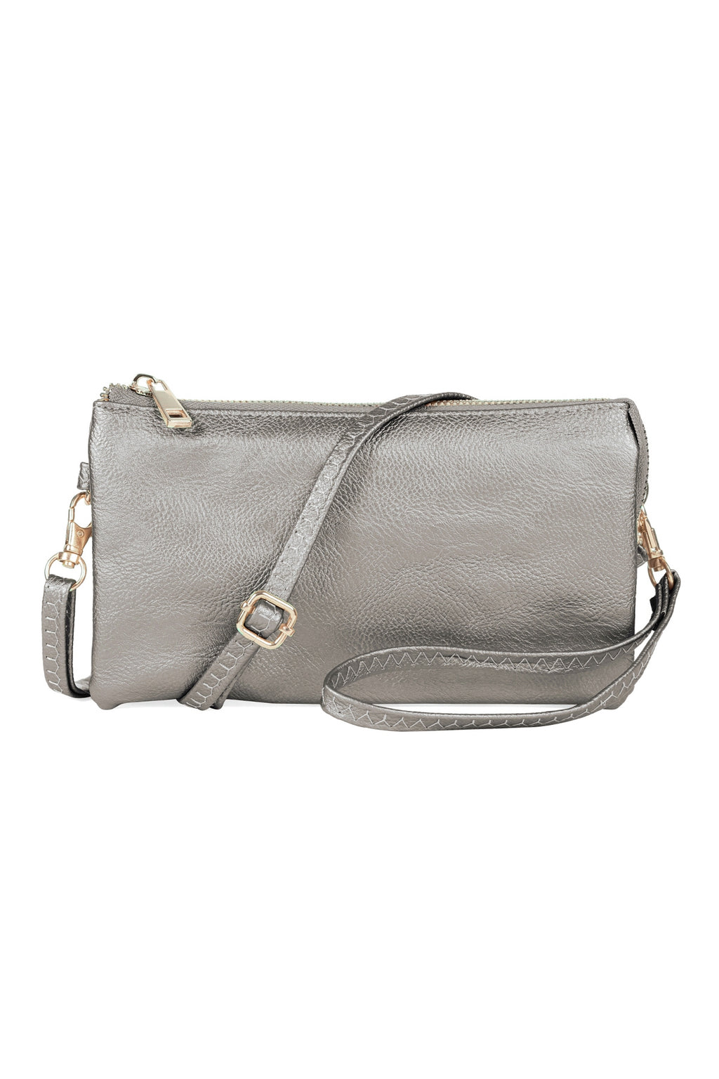 Leather Crossbody Bag with Wristlet Silver - Pack of 6