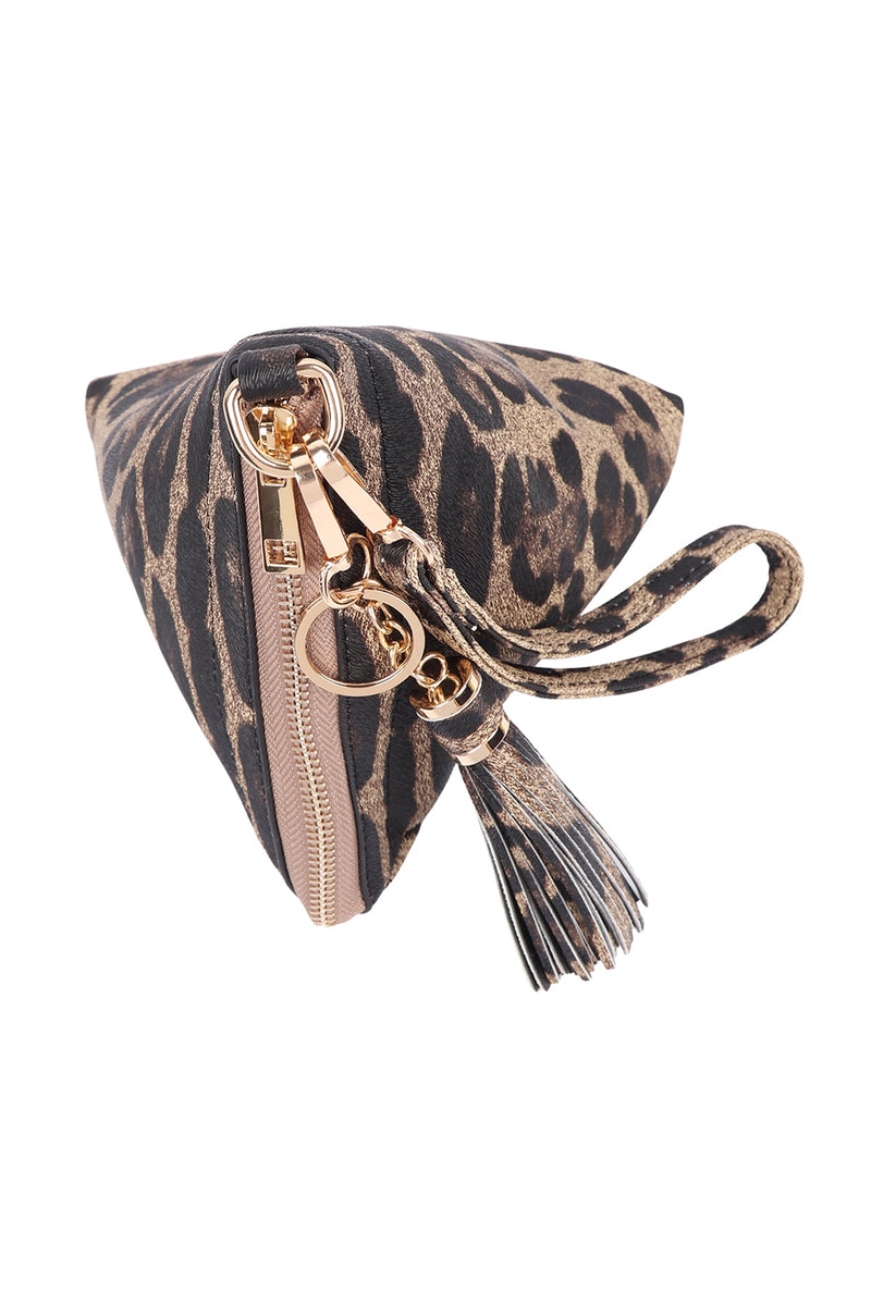 Pyramid Shape Leather Wristlet Bag Leopard - Pack of 6