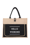 Hello Summer Striped Tote Bag with Matching Wallet Black - Pack of 6