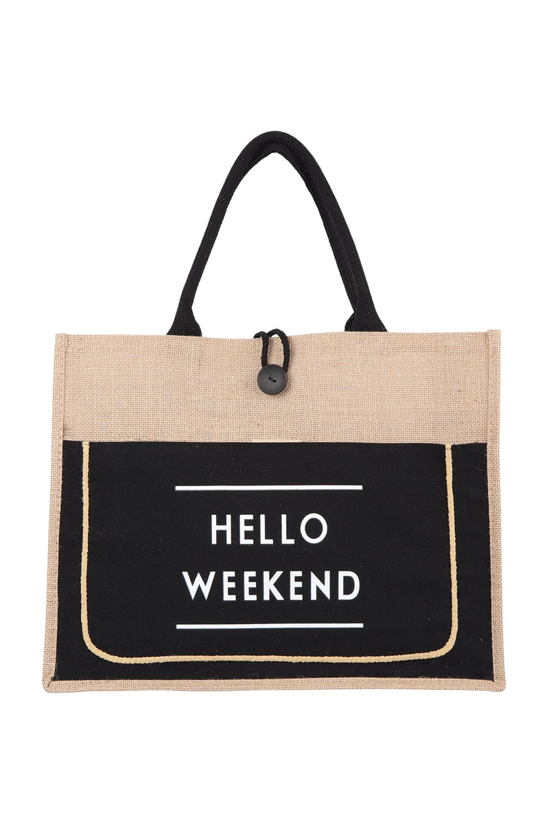 Hello Weekend Tote Bag Black - Pack of 6