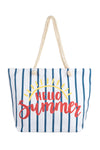 Hello Summer Striped Tote Bag with Matching Wallet Navy - Pack of 6