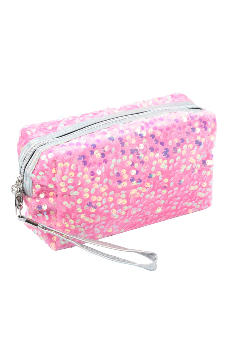 Sequin Glitter Cosmetic Pouch Fuchsia - Pack of 6