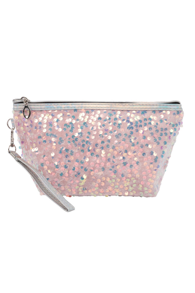 Sequin Glitter Cosmetic Pouch Pink - Pack of 6