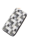 Multicolor Tile Pattern Leather Zipper Wallet Black - Pack of 6