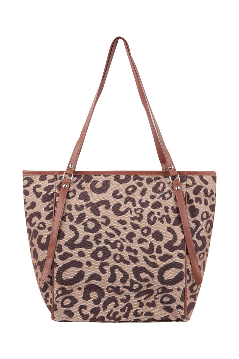 Leopard Print Shoulder Tote Bag Brown - Pack of 6