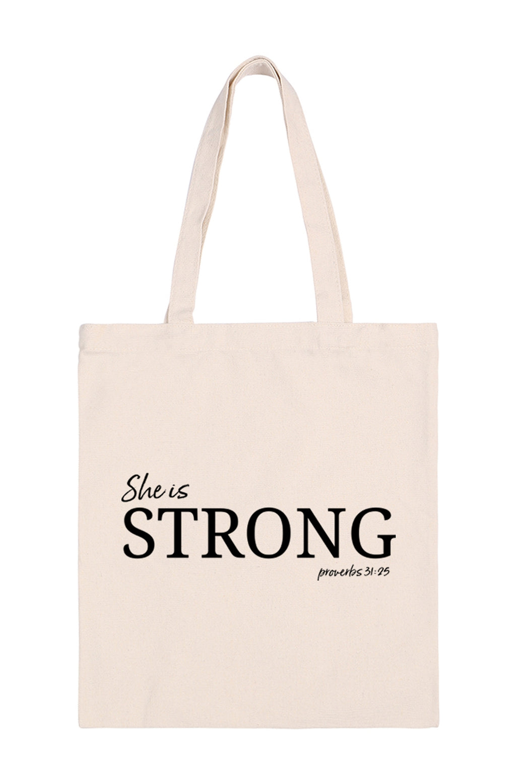She is Strong Print Minimalist Fashion Tote Bag - Pack of 6