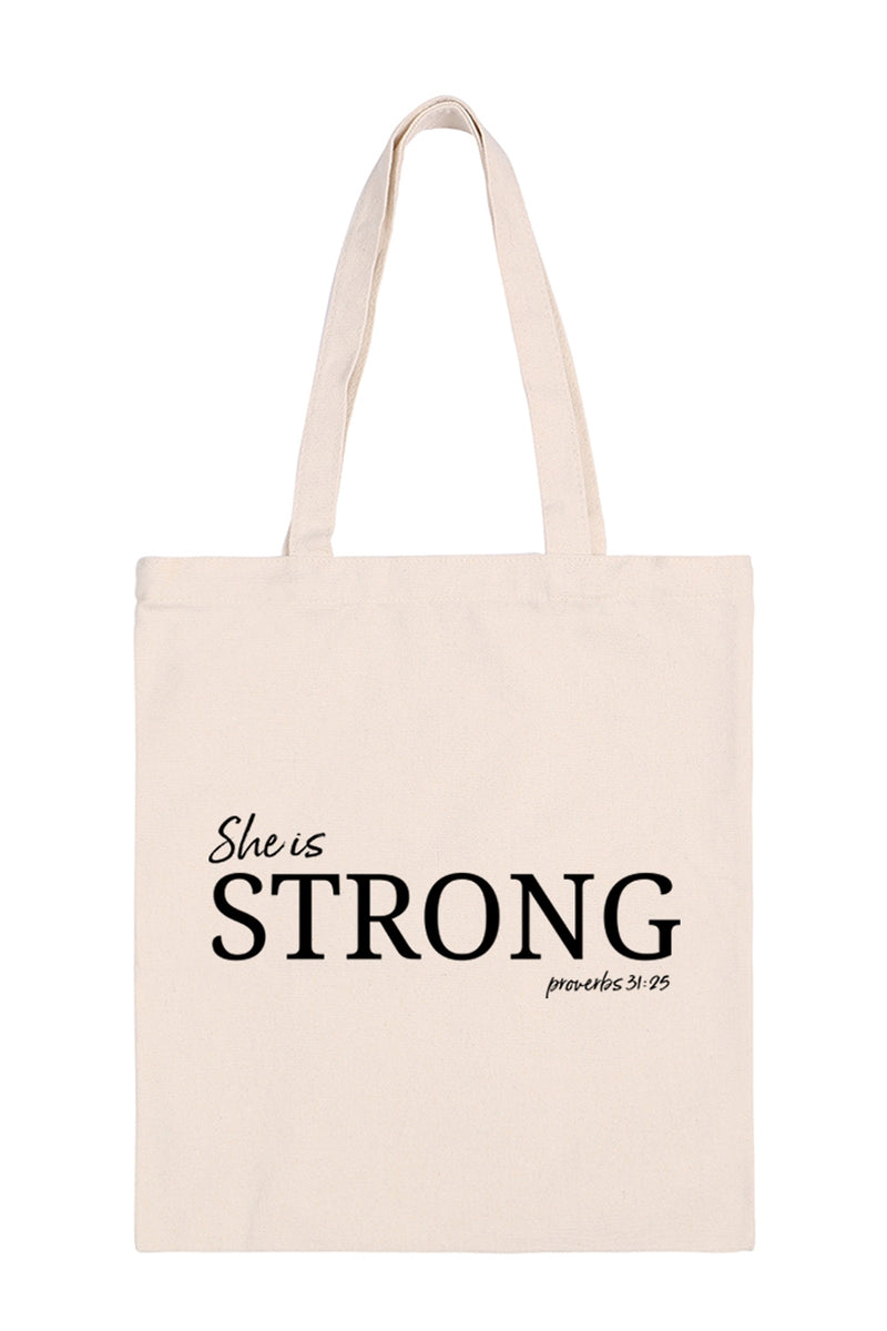 She is Strong Print Minimalist Fashion Tote Bag - Pack of 6