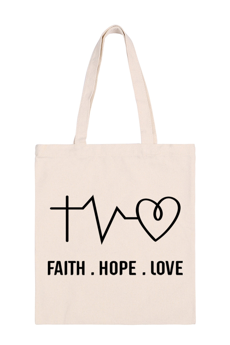 Faith, Hope, Love Print Minimalist Fashion Tote Bag - Pack of 6
