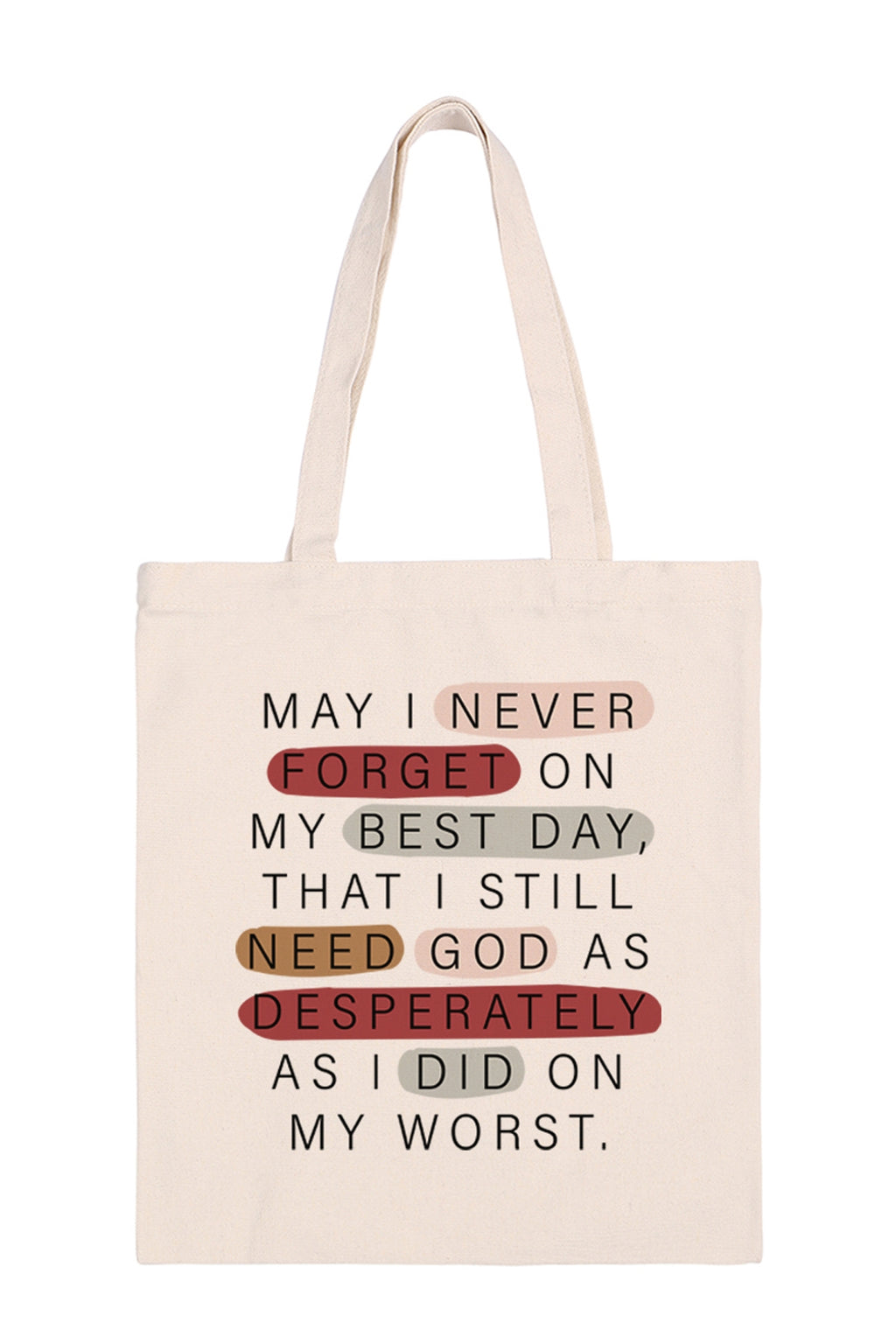 May I Never Forget Print Minimalist Fashion Tote Bag - Pack of 6