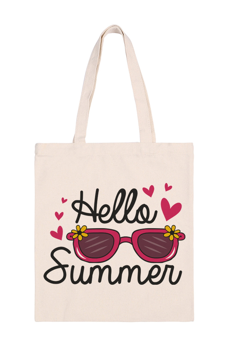 Hello Summer Print Minimalist Fashion Tote Bag - Pack of 6