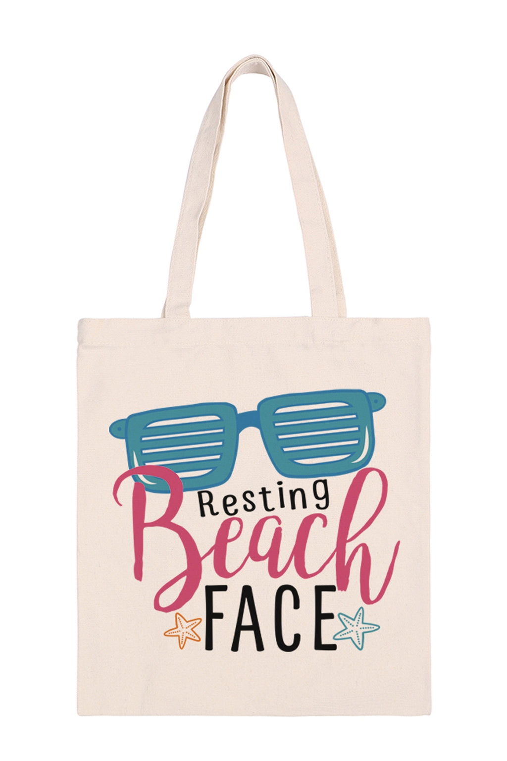 Resting Beach Face Print Minimalist Fashion Tote Bag - Pack of 6