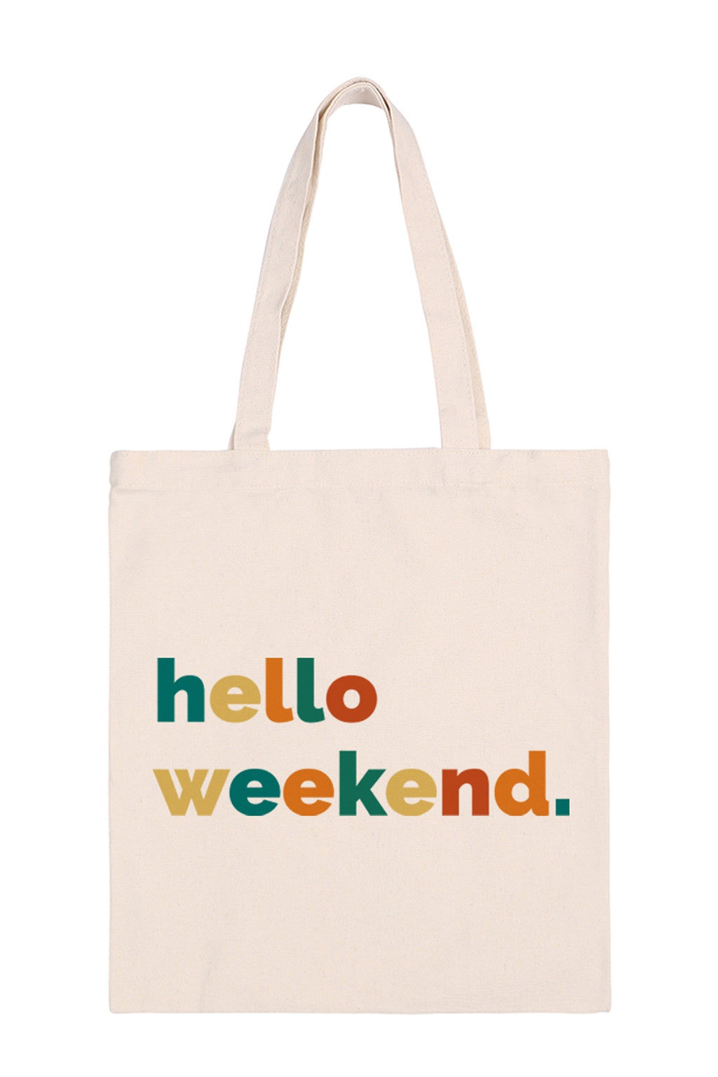 Hello Weekend Print Minimalist Fashion Tote Bag - Pack of 6