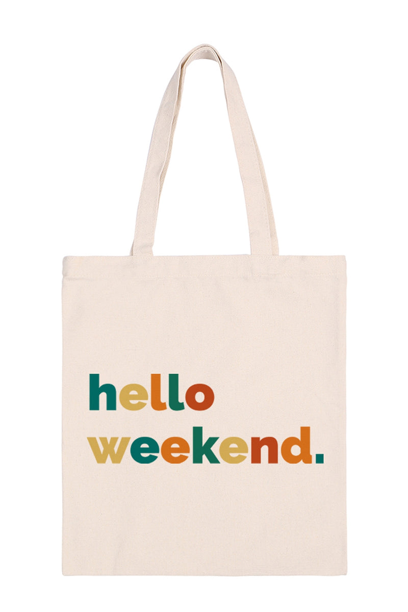 Hello Weekend Print Minimalist Fashion Tote Bag - Pack of 6
