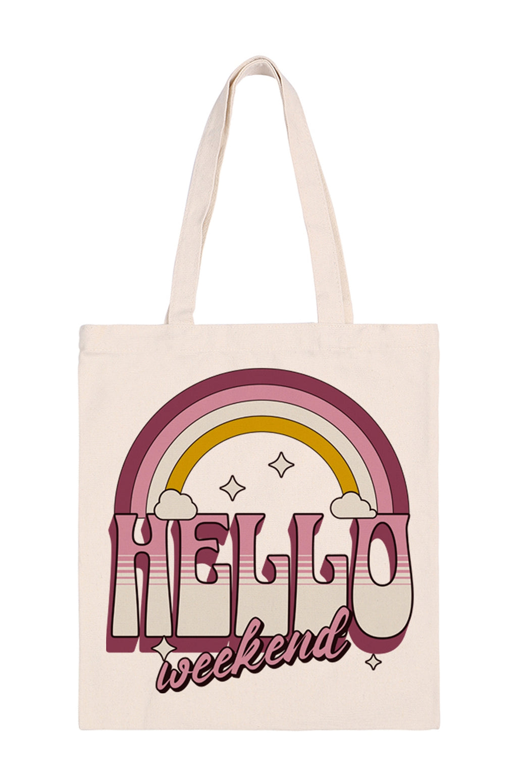 Hello Weekend Print Minimalist Fashion Tote Bag - Pack of 6