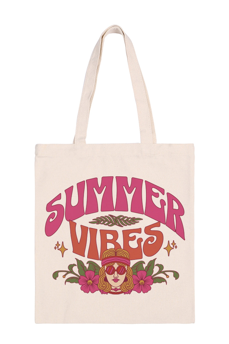 Summer Vibes Print Minimalist Fashion Tote Bag - Pack of 6