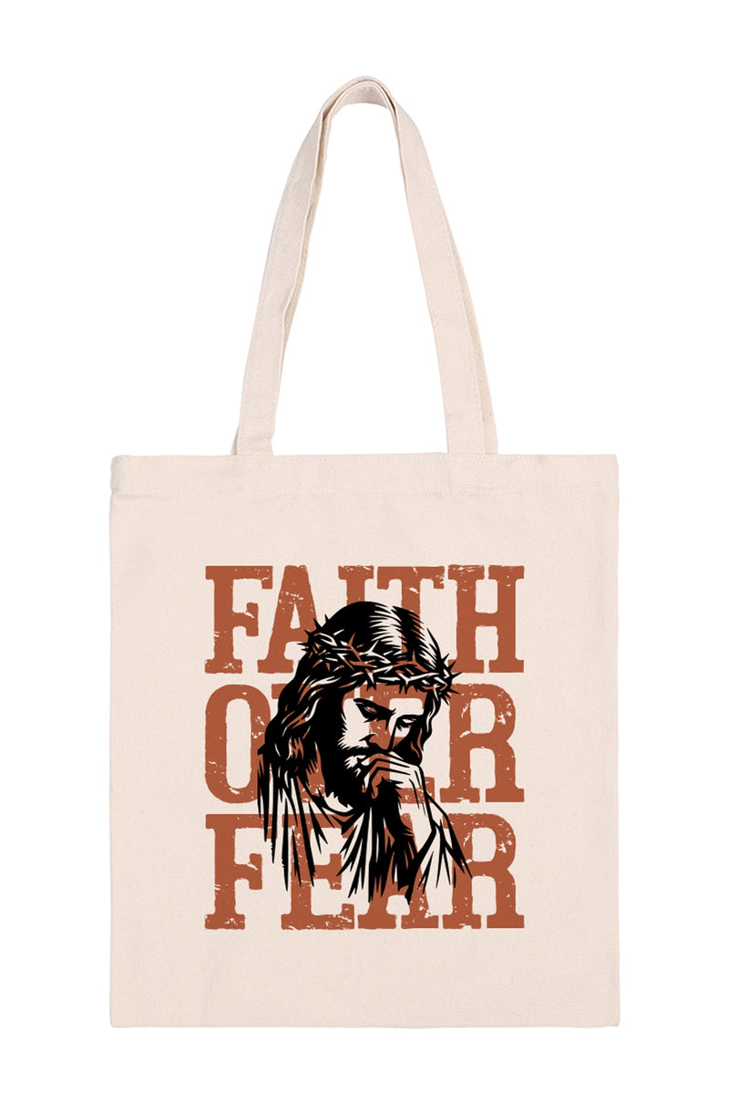 Faith Over Fear Minimalist Fashion Tote Bag - Pack of 6