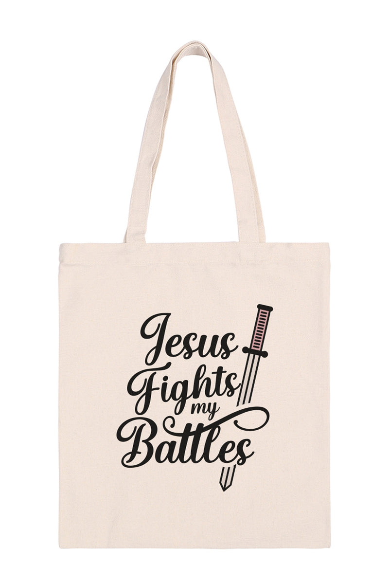 Jesus Fights my Battles Minimalist Fashion Tote Bags - Pack of 6