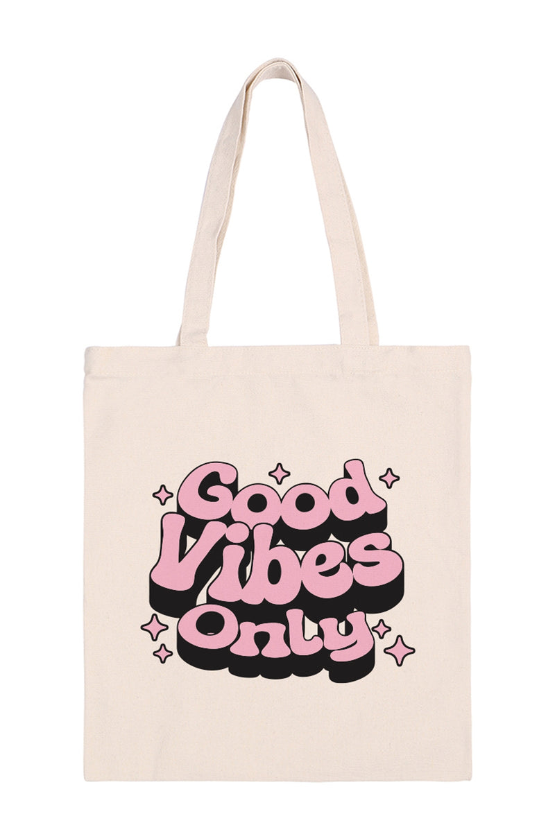 Good Vibes Only Minimalist Fashion Tote Bag - Pack of 6