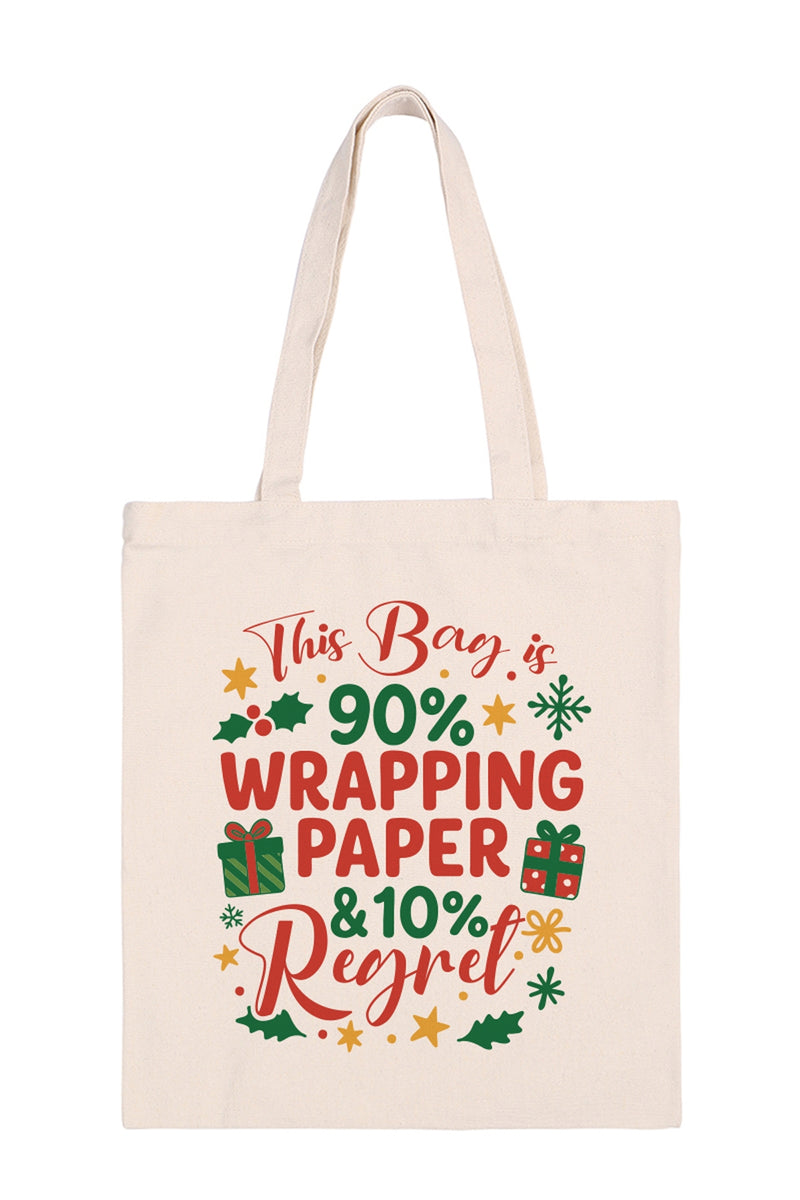 This Bag IS 90% Wrapping Paper and 10 Pack of 6% Regret Minimalist Fashion Tote Bag - Pack of 6