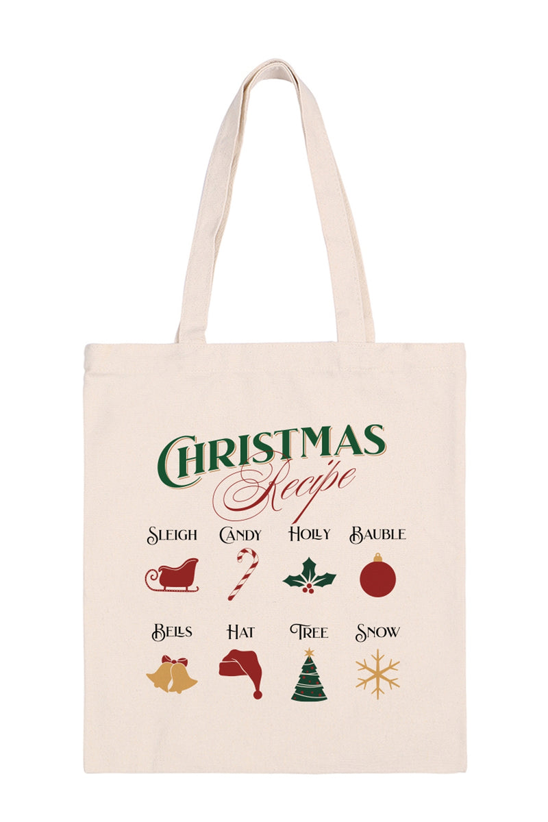 Christmas Recipe Minimalist Fashion Tote Bag - Pack of 6