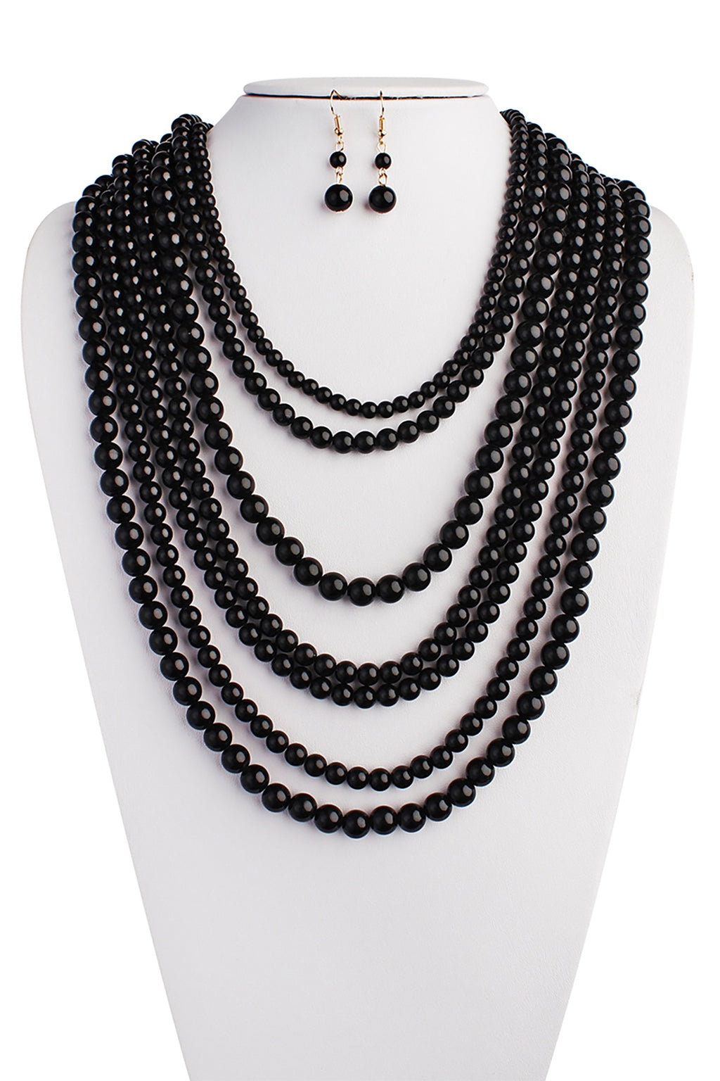 Multilayer Acrylic Black Necklace and Earring Set - Pack of 6