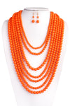 Multilayer Acrylic Orange Necklace & Earring Set - Pack of 6