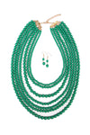 Multilayer Acrylic Emerald Necklace and Earring Set - Pack of 6